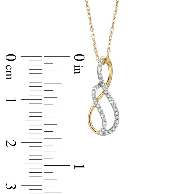 Main Image 2 of Previously Owned - 1/10 CT. T.W. Diamond Swirl Infinity Loop Pendant in 10K Gold
