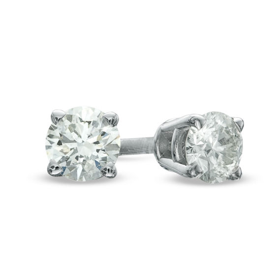 Previously Owned - 1/5 CT. T.w. Diamond Solitaire Stud Earrings in 14K White Gold