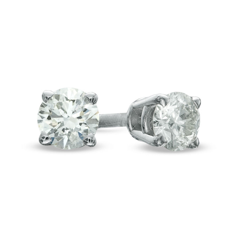 Main Image 1 of Previously Owned -  1/5 CT. T.W. Diamond Solitaire Stud Earrings in 14K White Gold