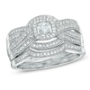 Thumbnail Image 1 of Previously Owned - 1/2 CT. T.W. Diamond Layered Vintage-Style Frame Bridal Set in 14K White Gold