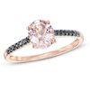 Thumbnail Image 1 of Previously Owned - Oval Morganite and Black Diamond Accent Ring in 10K Rose Gold