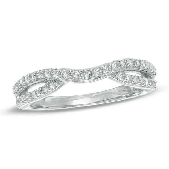 Previously Owned - 1/3 CT. T.w. Diamond Split Shank Contour Wedding Band in 14K White Gold