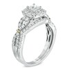 Thumbnail Image 2 of Previously Owned - Celebration Ideal 1 CT. T.W. Princess-Cut Diamond Frame Bridal Set in 14K White Gold (I/I1)