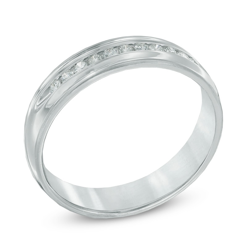 Main Image 2 of Previously Owned - 1/4 CT. T.W. Diamond Comfort Fit Wedding Band in 14K White Gold