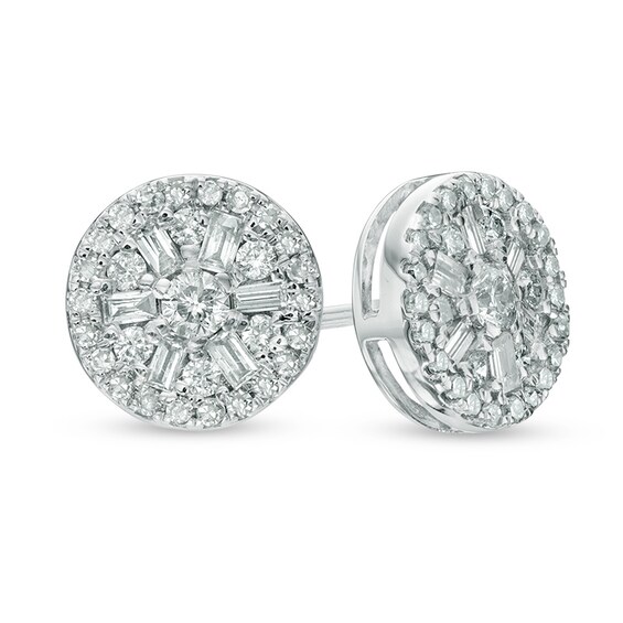 Previously Owned - 1/2 CT. T.w. Multi-Diamond Stud Earrings in 10K White Gold