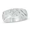 Thumbnail Image 1 of Previously Owned - 1/2 CT. T.W. Diamond Double Row Slant Anniversary Band in 10K White Gold