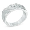 Thumbnail Image 2 of Previously Owned - 1/2 CT. T.W. Diamond Double Row Slant Anniversary Band in 10K White Gold