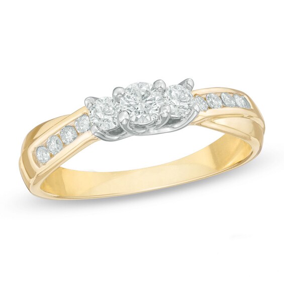Previously Owned - 1/2 CT. T.w. Diamond Past Present FutureÂ® Engagement Ring in 10K Gold