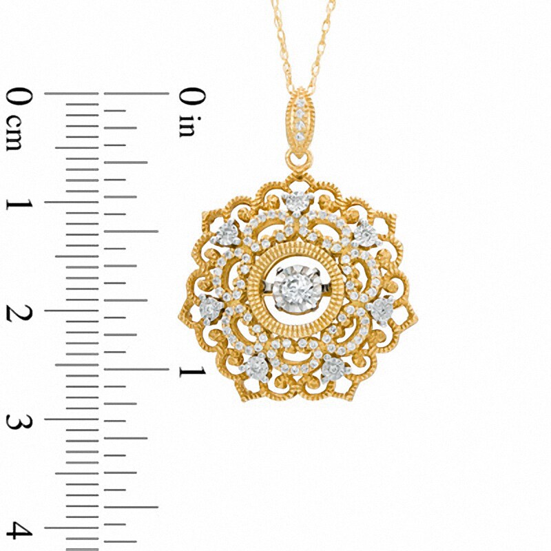 Main Image 2 of Previously Owned - 1/3 CT. T.W. Diamond Flower with Vintage-Style Scroll Pendant in 10K Gold