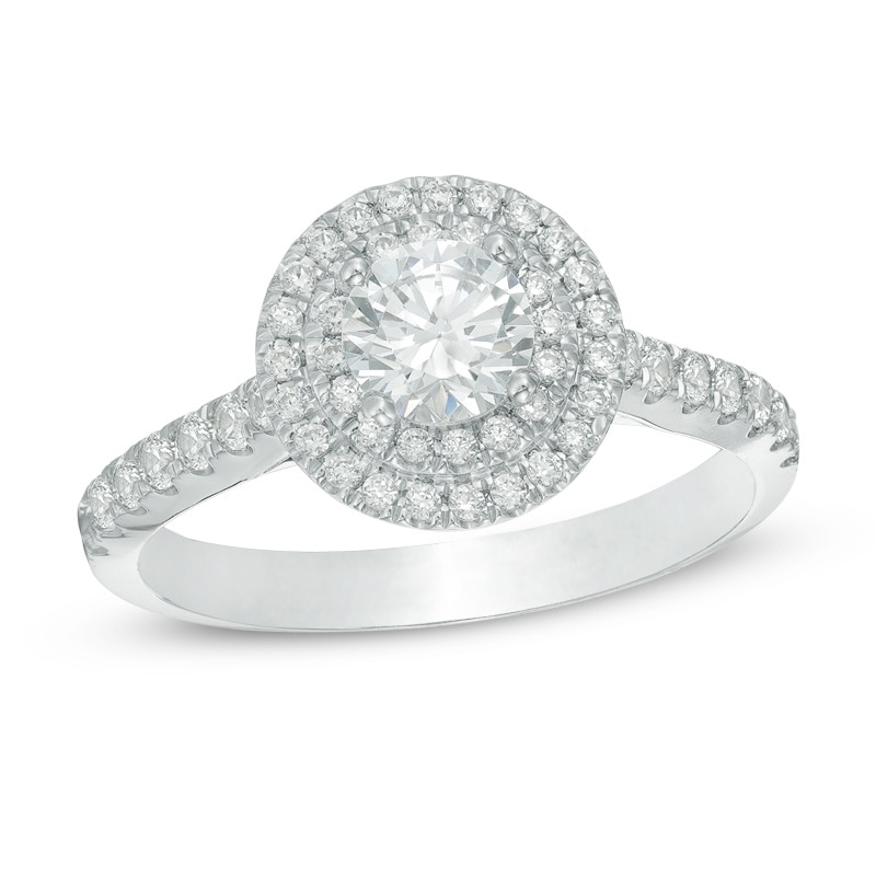 Main Image 1 of Previously Owned - 1 CT. T.W. Diamond Double Frame Engagement Ring in 14K White Gold