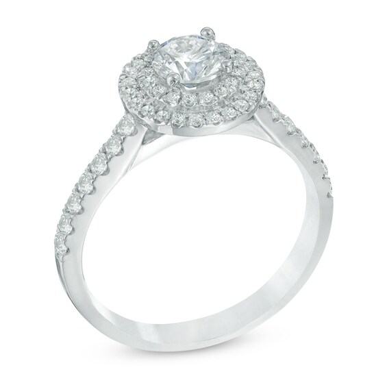 Previously Owned - 1 CT. T.w. Diamond Double Frame Engagement Ring in 14K White Gold