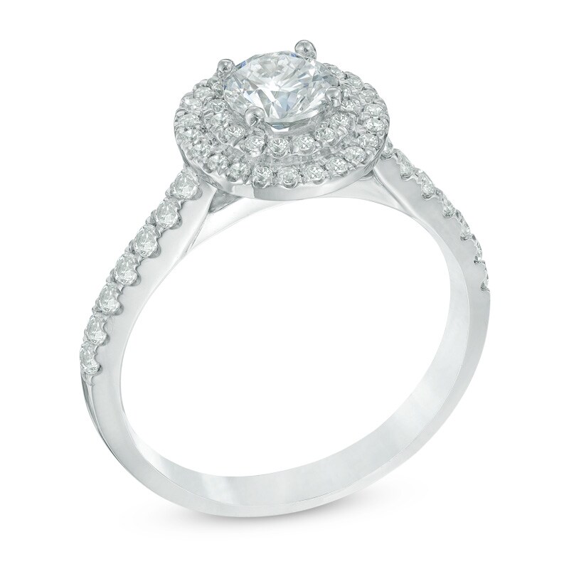 Main Image 2 of Previously Owned - 1 CT. T.W. Diamond Double Frame Engagement Ring in 14K White Gold