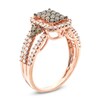 Thumbnail Image 2 of Previously Owned - 1 CT. T.W. Champagne and White Diamond Frame Tri-Sides Ring in 10K Rose Gold