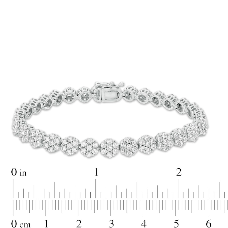 Main Image 2 of Previously Owned - 5 CT. T.W. Diamond Flower Cluster Bracelet in 14K White Gold