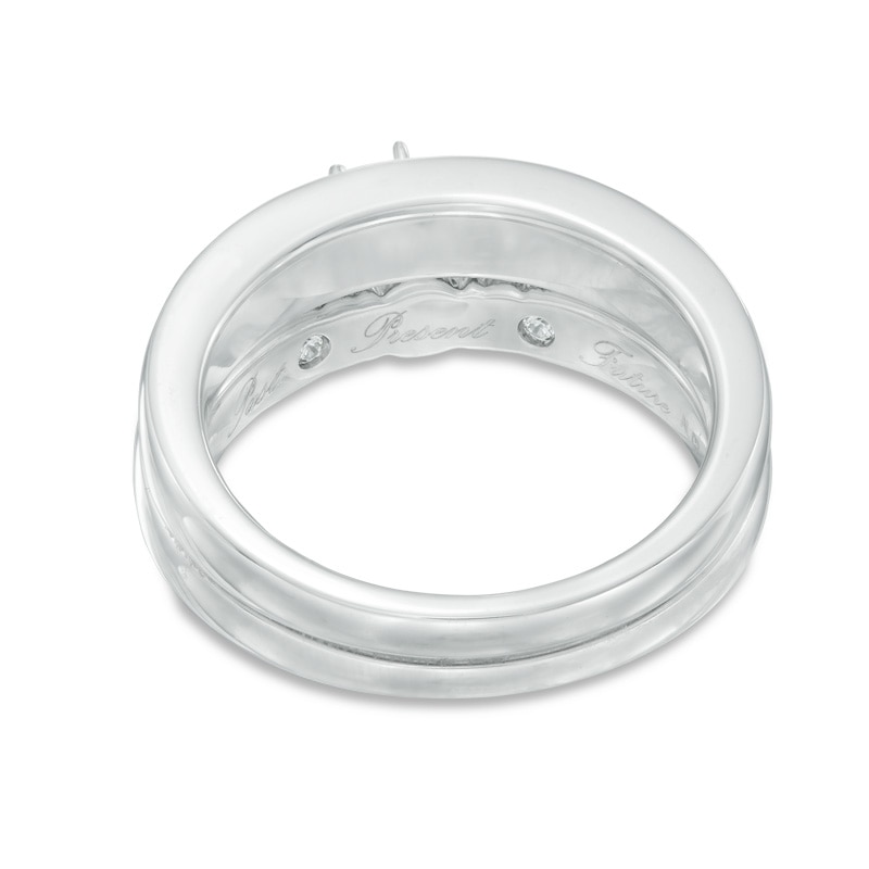 Main Image 3 of Previously Owned - 1-1/3 CT. T.W. Diamond Past Present Future® Bridal Set in 14K White Gold