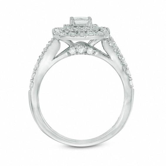 Previously Owned - 1-3/4 CT. T.w. Radiant-Cut Diamond Frame Bridal Set in 14K White Gold