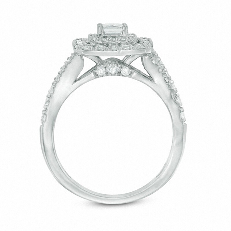 Previously Owned - 1-3/4 CT. T.W. Radiant-Cut Diamond Frame Bridal Set in 14K White Gold