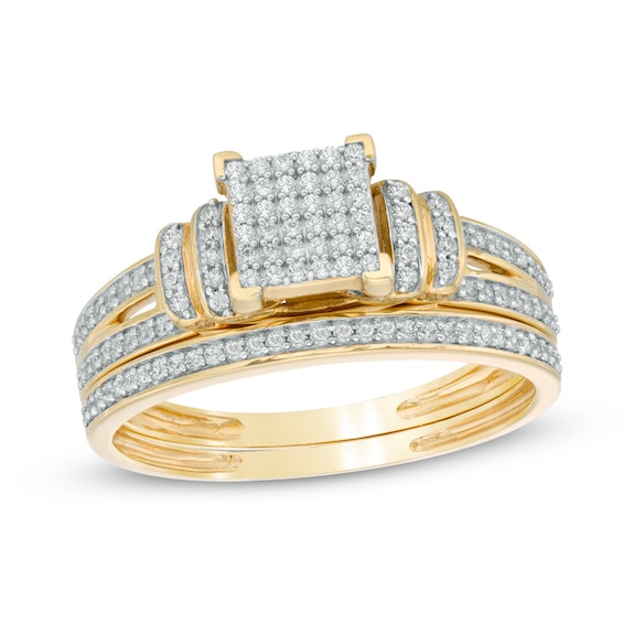 Previously Owned - 1/3 CT. T.w. Composite Diamond Collared Bridal Set in 10K Gold