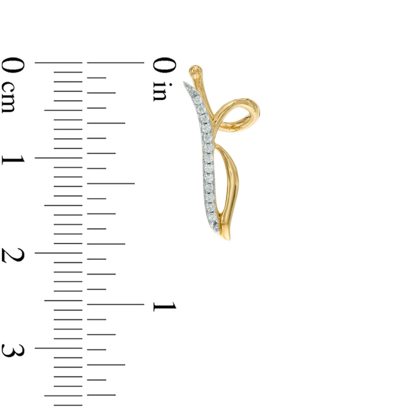 Main Image 2 of Previously Owned - 1/10 CT. T.W. Diamond Curved Crawler Earrings in 10K Gold