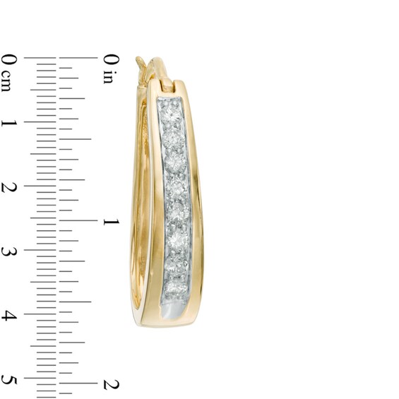 Previously Owned - 1/2 CT. T.w. Diamond Oval Hoop Earrings in 14K Gold