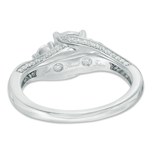 Previously Owned - 1 CT. T.w. Diamond Past Present FutureÂ® Bypass Engagement Ring in 14K White Gold