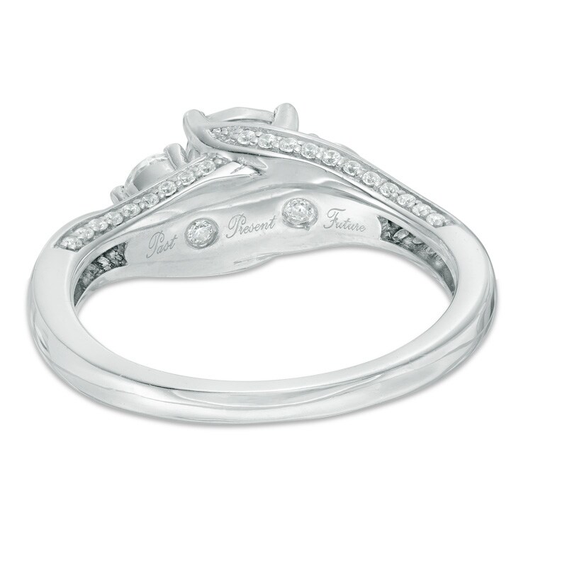 Main Image 3 of Previously Owned - 1 CT. T.W. Diamond Past Present Future® Bypass Engagement Ring in 14K White Gold