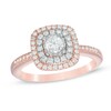 Thumbnail Image 1 of Previously Owned - 1/2 CT. T.W. Diamond Double Cushion Frame Engagement Ring in 10K Two-Tone Gold