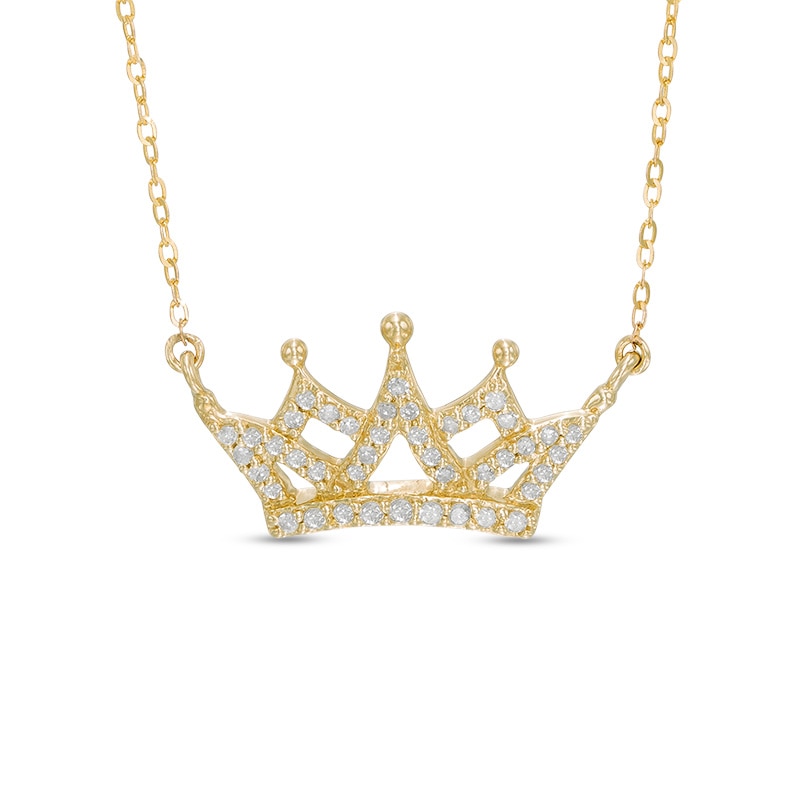 Main Image 1 of Previously Owned - 1/8 CT. T.W. Diamond Crown Necklace in 10K Gold - 16.5"