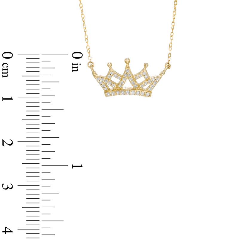 Main Image 2 of Previously Owned - 1/8 CT. T.W. Diamond Crown Necklace in 10K Gold - 16.5"