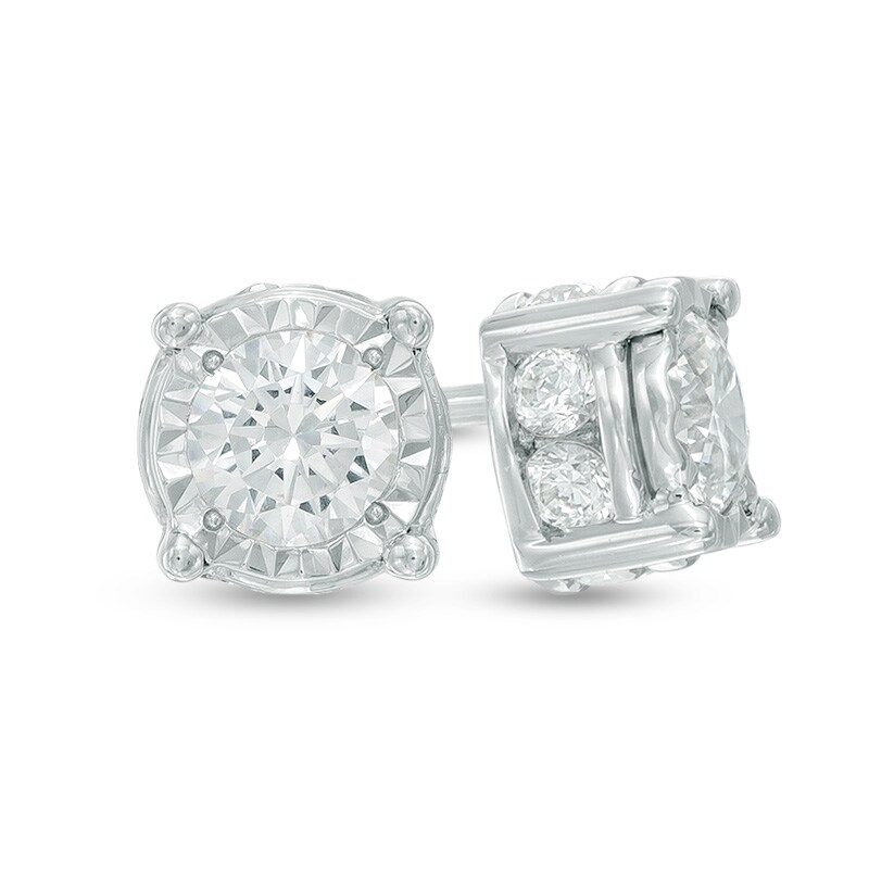 Main Image 1 of Previously Owned - 1 CT. T.W. Diamond Stud Earrings in 10K White Gold