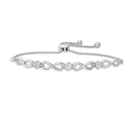 Previously Owned - Diamond Accent Triple Infinity Bolo Bracelet in Sterling Silver - 9.5"