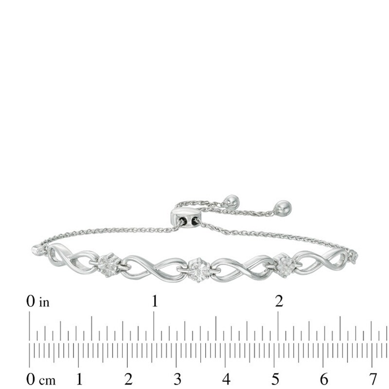 Main Image 2 of Previously Owned - Diamond Accent Triple Infinity Bolo Bracelet in Sterling Silver - 9.5"