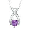 Thumbnail Image 1 of Previously Owned - 6.0mm Heart-Shaped Lab-Created Alexandrite and Diamond Accent Wishbone Pendant in 10K White Gold