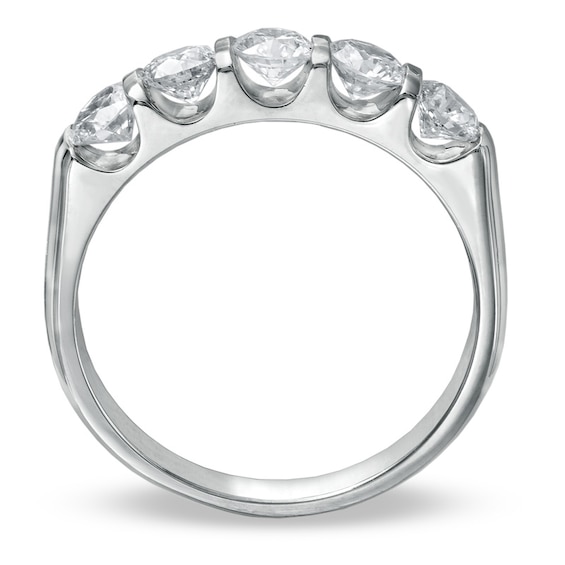 Previously Owned - 1 CT. T.w. Diamond Bar-Set Five Stone Bar Band in 14K White Gold