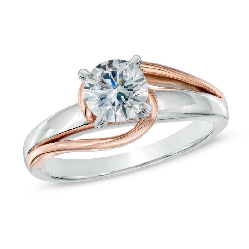 Main Image 1 of Previously Owned - 1/2 CT. Diamond Solitaire Swirl Engagement Ring in 14K Two-Tone Gold (I/I2)