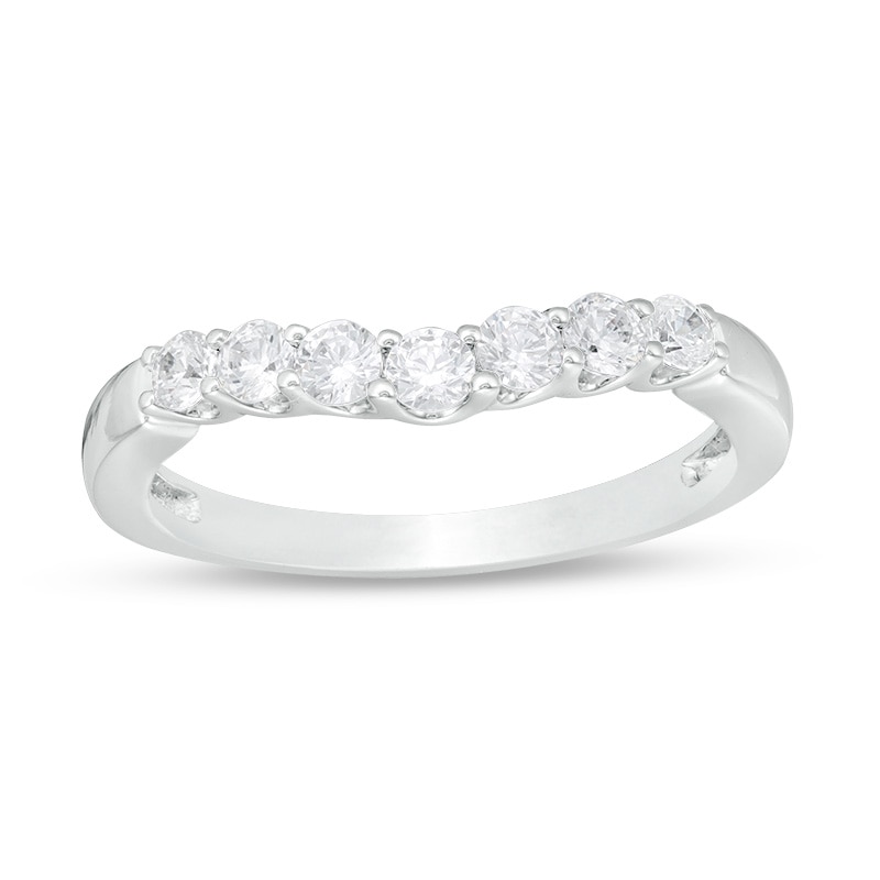 Previously Owned - 1/2 CT. T.W. Diamond Contour Anniversary Band in 14K White Gold