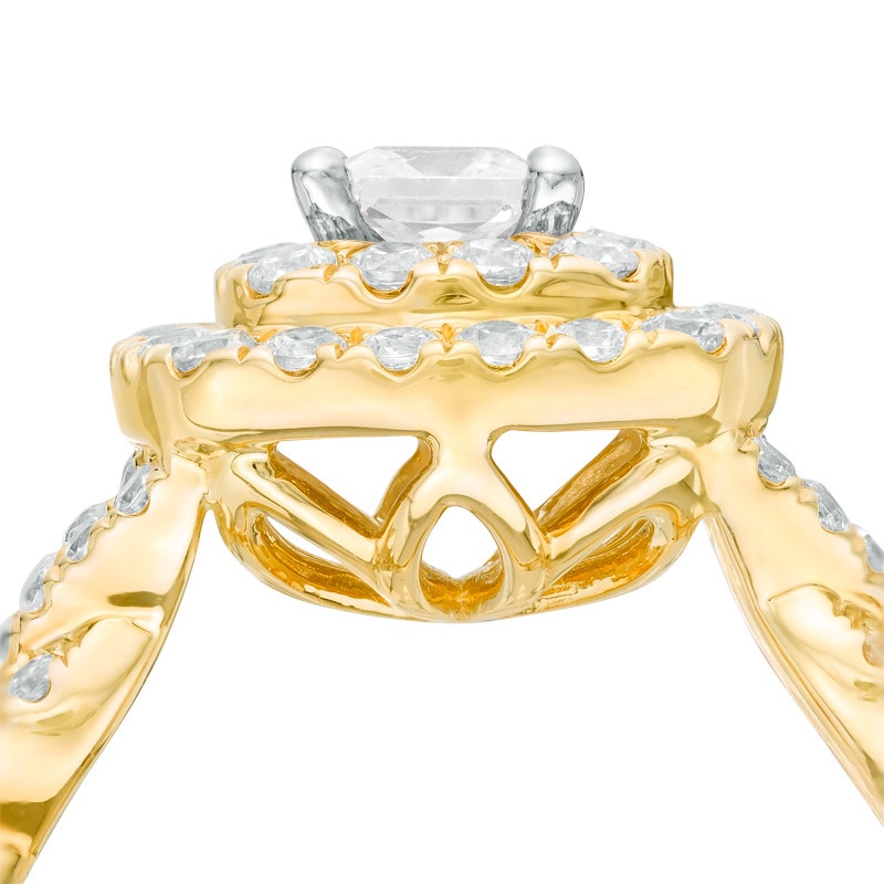 Main Image 3 of Previously Owned - Love's Destiny by Zales 1-1/2 CT. T.W. Princess-Cut Diamond Frame Engagement Ring in 14K Gold