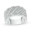 Thumbnail Image 1 of Previously Owned - 1/6 CT. T.W. Diamond Wave Anniversary Band in 10K White Gold