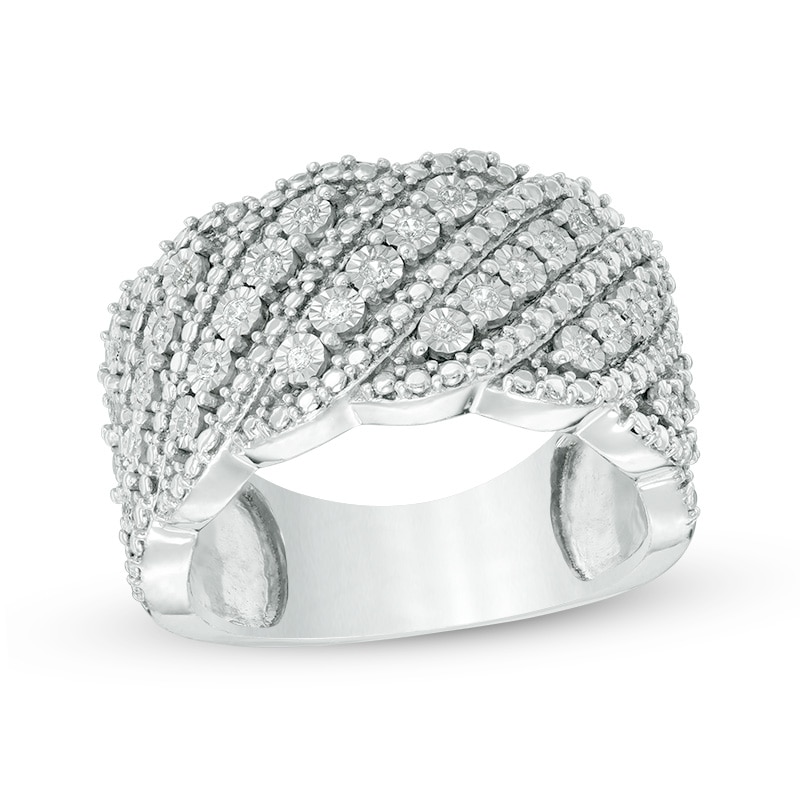 Main Image 1 of Previously Owned - 1/6 CT. T.W. Diamond Wave Anniversary Band in 10K White Gold