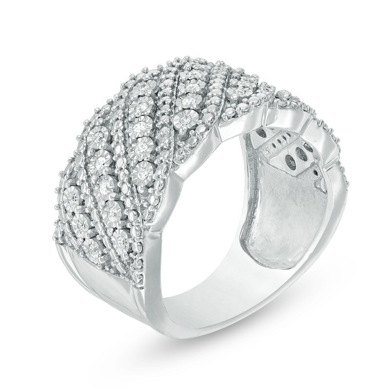 Main Image 2 of Previously Owned - 1/6 CT. T.W. Diamond Wave Anniversary Band in 10K White Gold
