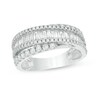 Thumbnail Image 1 of Previously Owned - 1-1/5 CT. T.W. Baguette and Round Diamond Layered Crossover Band in 14K White Gold