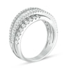 Thumbnail Image 2 of Previously Owned - 1-1/5 CT. T.W. Baguette and Round Diamond Layered Crossover Band in 14K White Gold