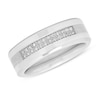 Thumbnail Image 1 of Previously Owned - 1/8 CT. T.W. Diamond Two Row Wedding Band in Stainless Steel and Cobalt