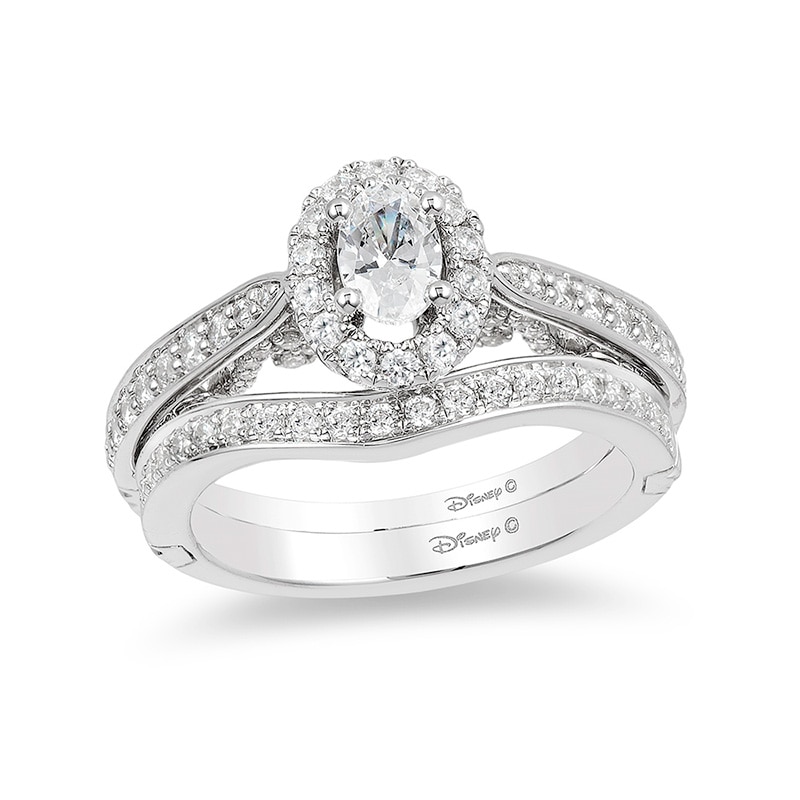 Main Image 3 of Previously Owned - Enchanted Disney Ariel 1 CT. T.W. Oval Diamond Frame Engagement Ring in 14K White Gold
