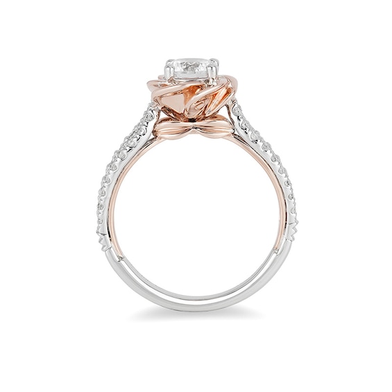 Previously Owned - Enchanted Disney Belle 1-1/4 CT. T.w. Diamond Rose Frame Engagement Ring in 14K Two-Tone Gold