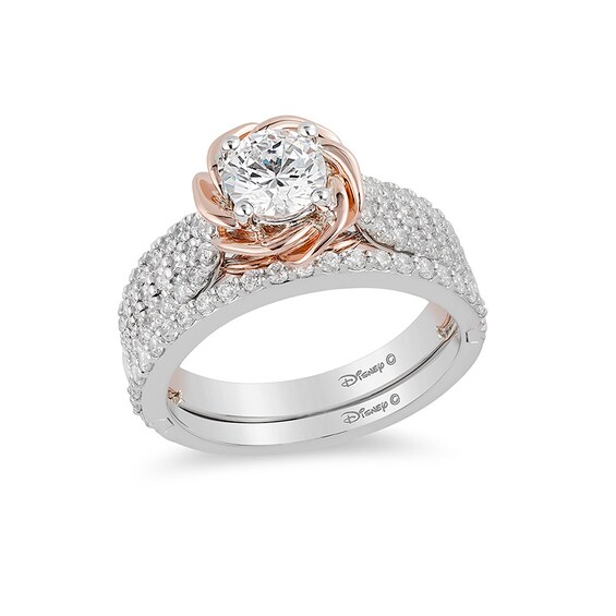 Previously Owned - Enchanted Disney Belle 1-1/4 CT. T.w. Diamond Rose Frame Engagement Ring in 14K Two-Tone Gold