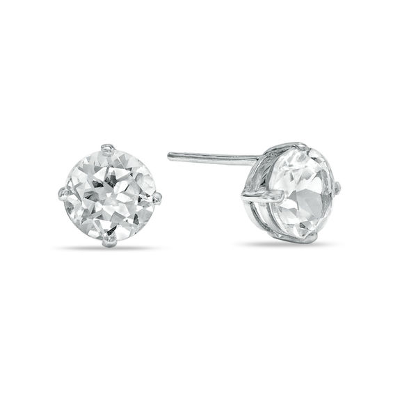 Previously Owned - 6.0mm Lab-Created White Sapphire Stud Earrings in Sterling Silver