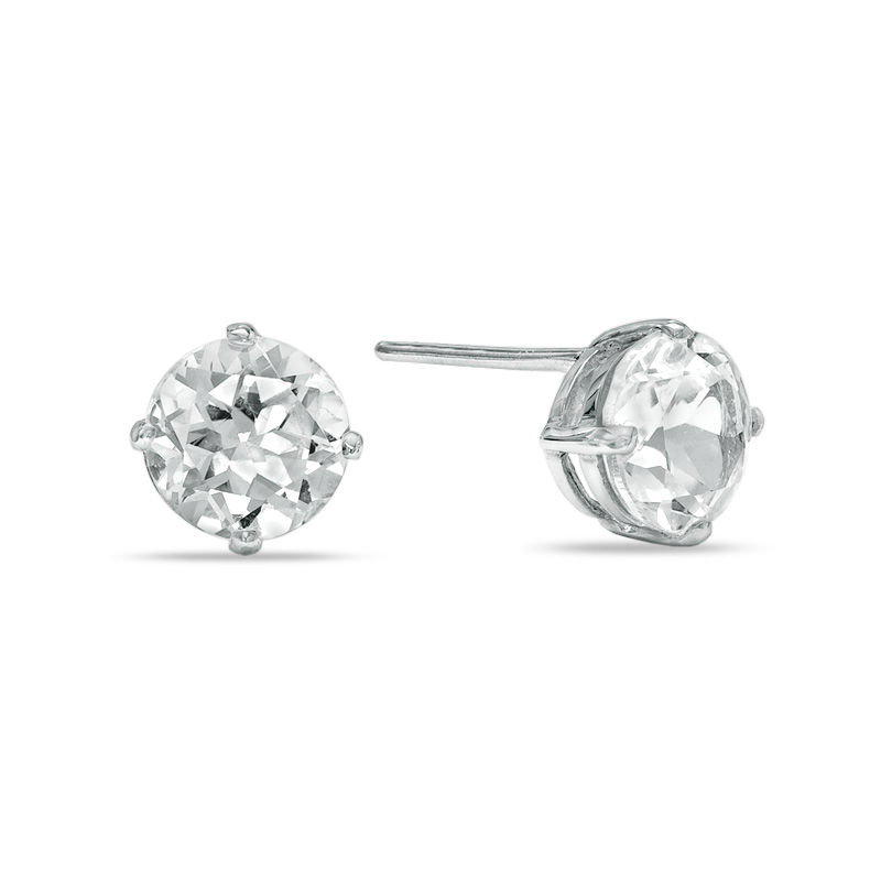 Main Image 1 of Previously Owned - 6.0mm Lab-Created White Sapphire Stud Earrings in Sterling Silver