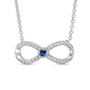 Thumbnail Image 1 of Previously Owned - Vera Wang Love Collection 1/6 CT. T.W. Diamond and Blue Sapphire Infinity Necklace - 19"