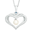 Thumbnail Image 2 of Previously Owned-The Kindred Heart from Vera Wang Love Collection Freshwater Cultured Pearl Pendant in Sterling Silver
